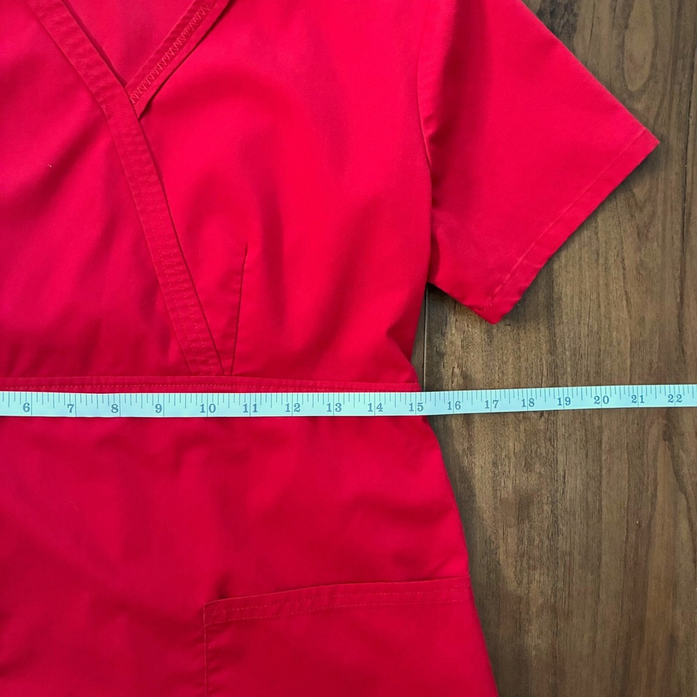 Women's Red Cherokee Scrub Top Style 1066 - Picture 8 of 14